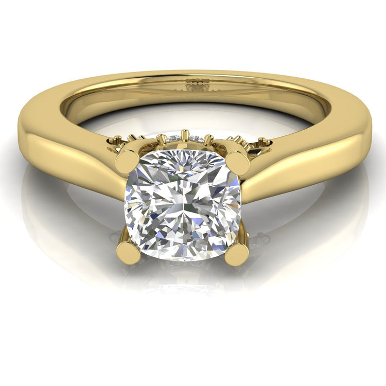 Bridge Paved Cushion Cut Moissanite Engagement Ring