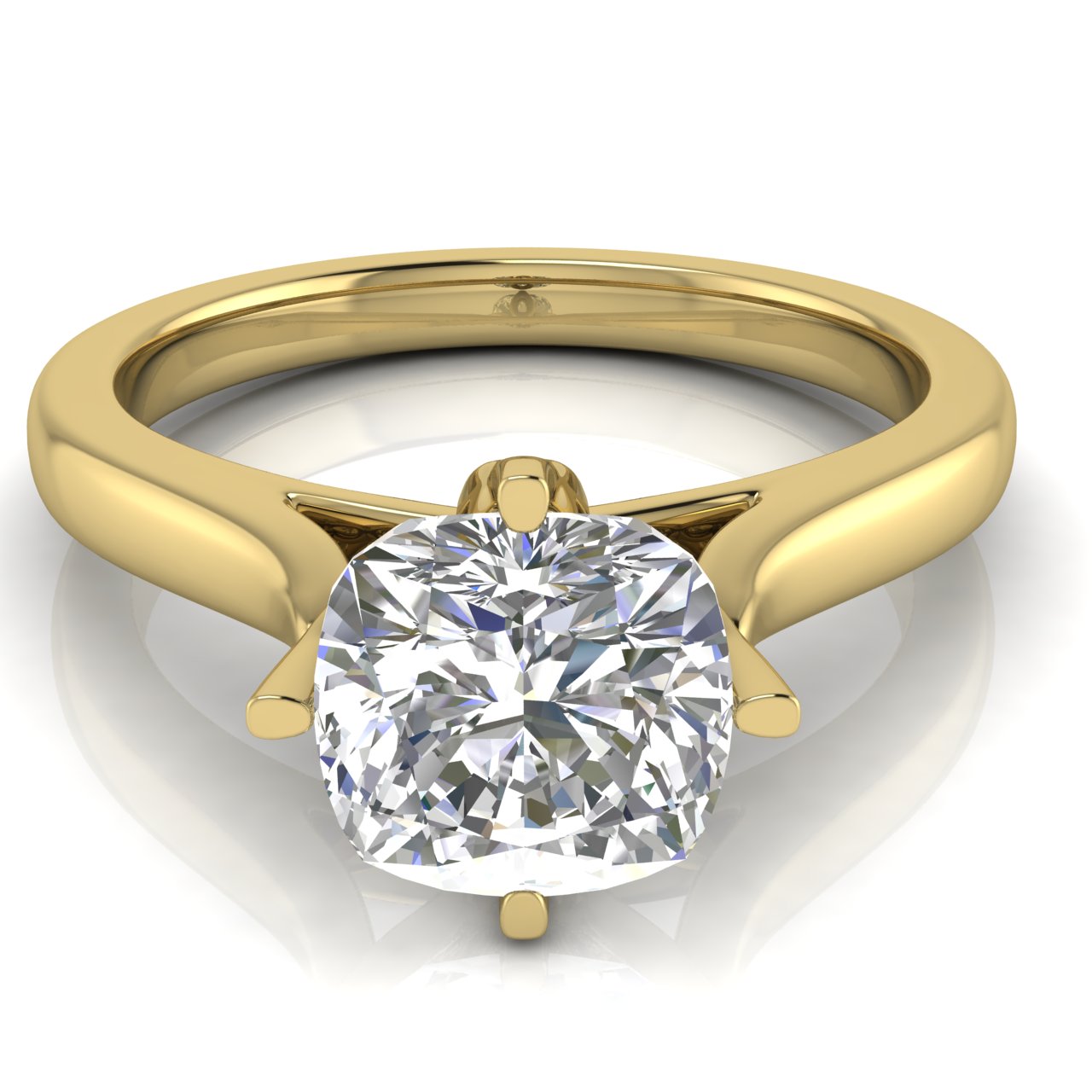 Lotus Prong Cushion Cut Lab Diamond Engagement Ring