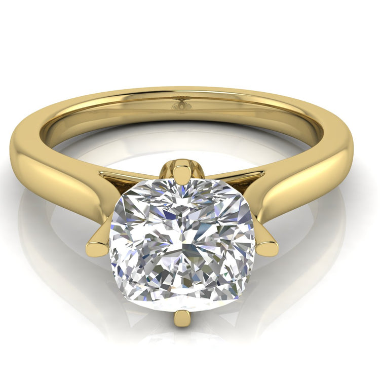 Lotus Prong Cushion Cut Moissanite Engagement Ring