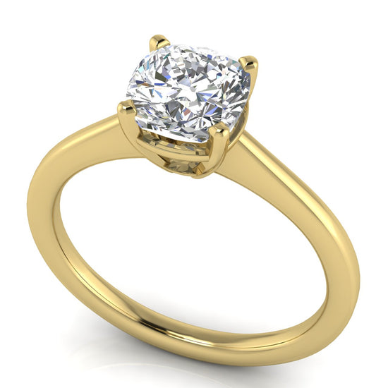 Basket Set Floating Cushion Cut Lab Diamond Engagement Ring