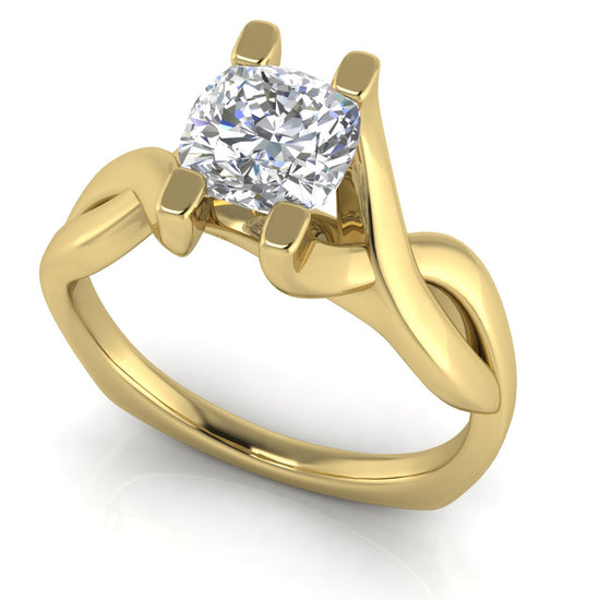 Twisted Shank Cushion Cut Lab Diamond Engagement Ring