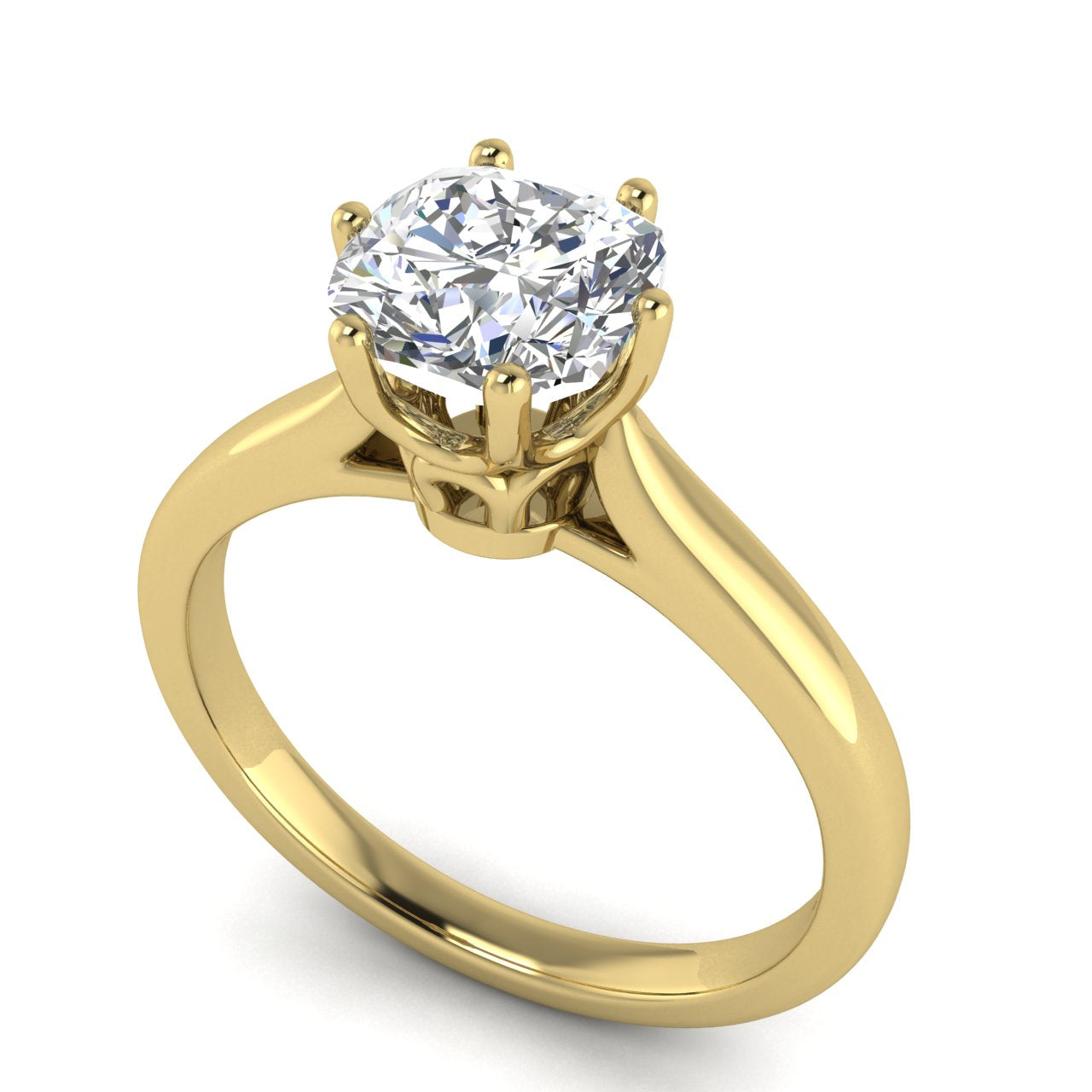 Crown Cushion Cut Lab Diamond Engagement Ring