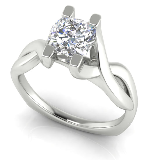 Twisted Shank Cushion Cut Lab Diamond Engagement Ring