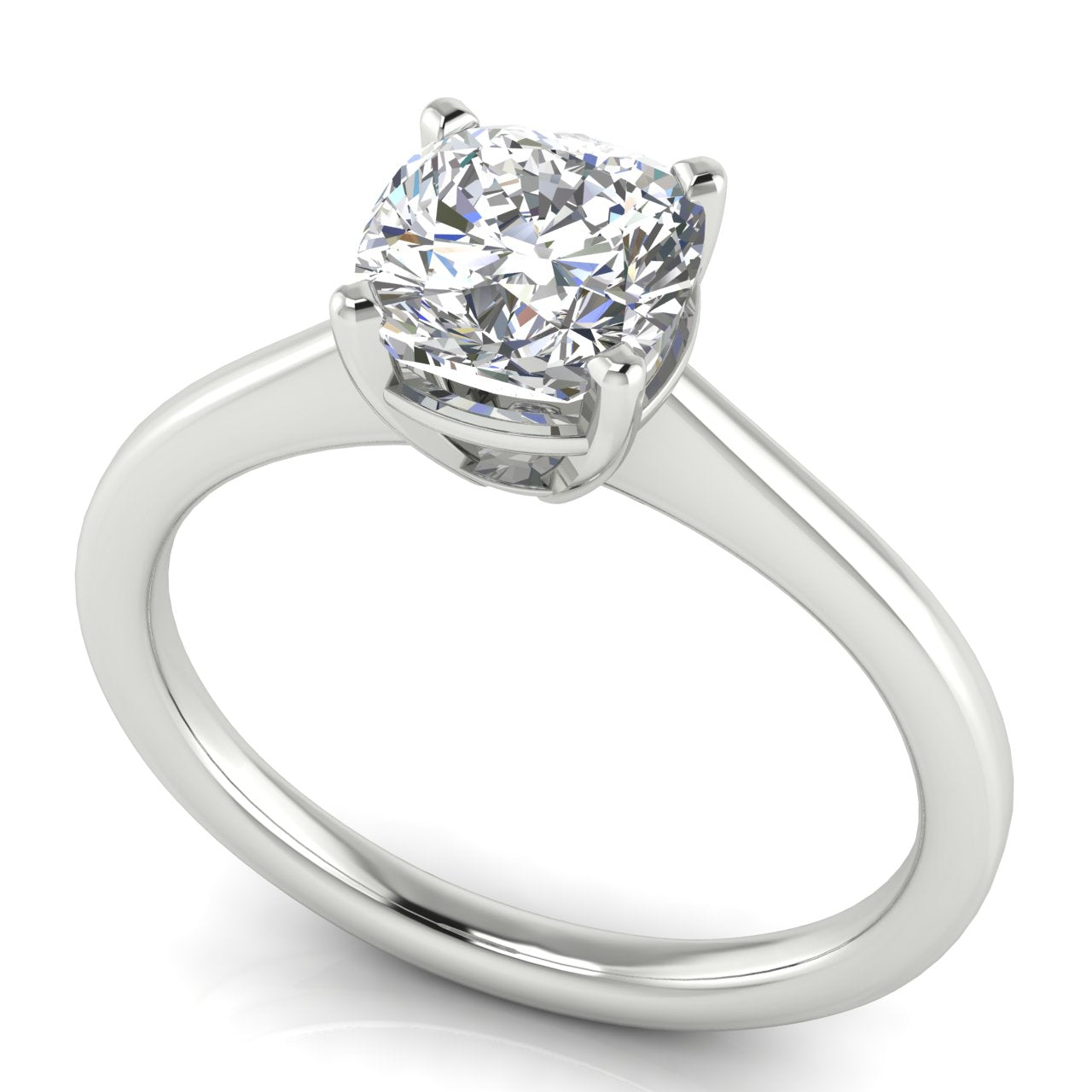 Basket Set Floating Cushion Cut Lab Diamond Engagement Ring