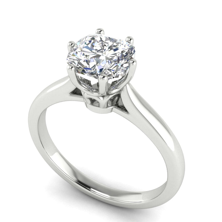 Crown Cushion Cut Lab Diamond Engagement Ring