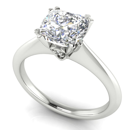 Double Prong Tulip Cushion Cut Moissanite Engagement Ring