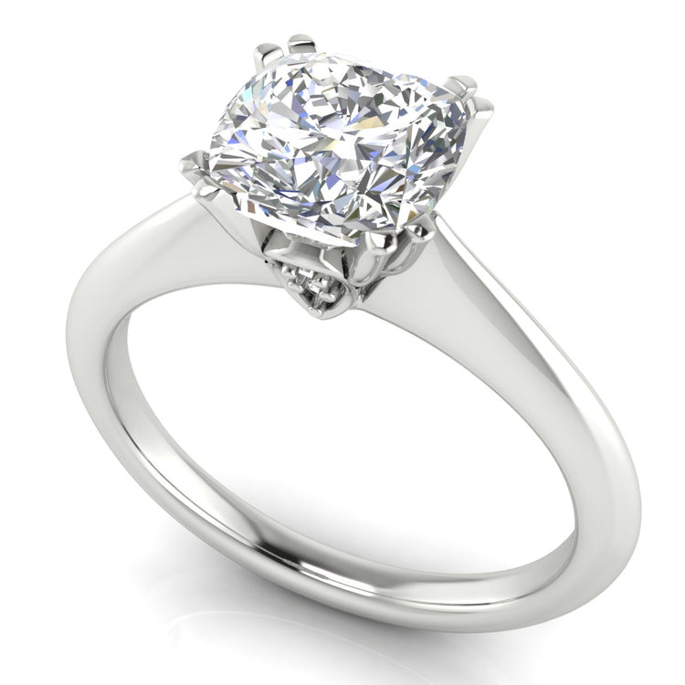 Double Prong Tulip Cushion Cut Lab Diamond Engagement Ring