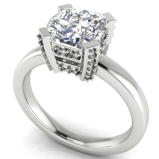 Architectural Pave Cushion Cut Moissanite Engagement Ring