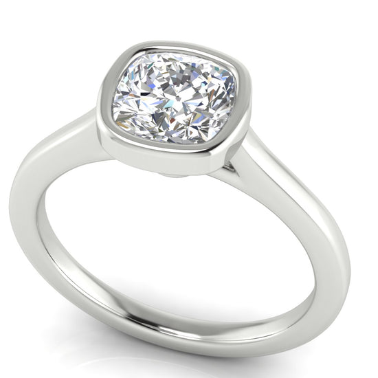 Floating Bezel Cushion Cut Lab Diamond Engagement Ring