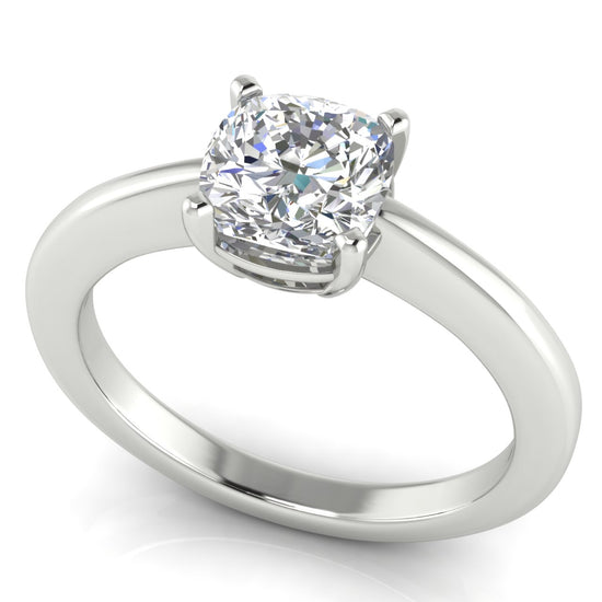 4 Prong Basket Cushion Cut Lab Diamond Engagement Ring