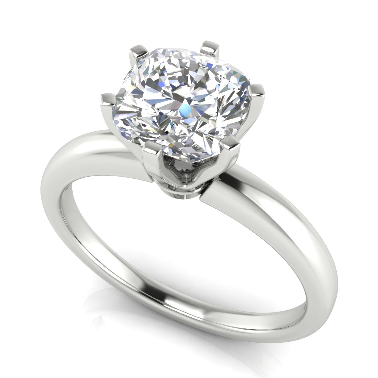 Elegant 6 Prong Cushion Cut Lab Diamond Engagement Ring