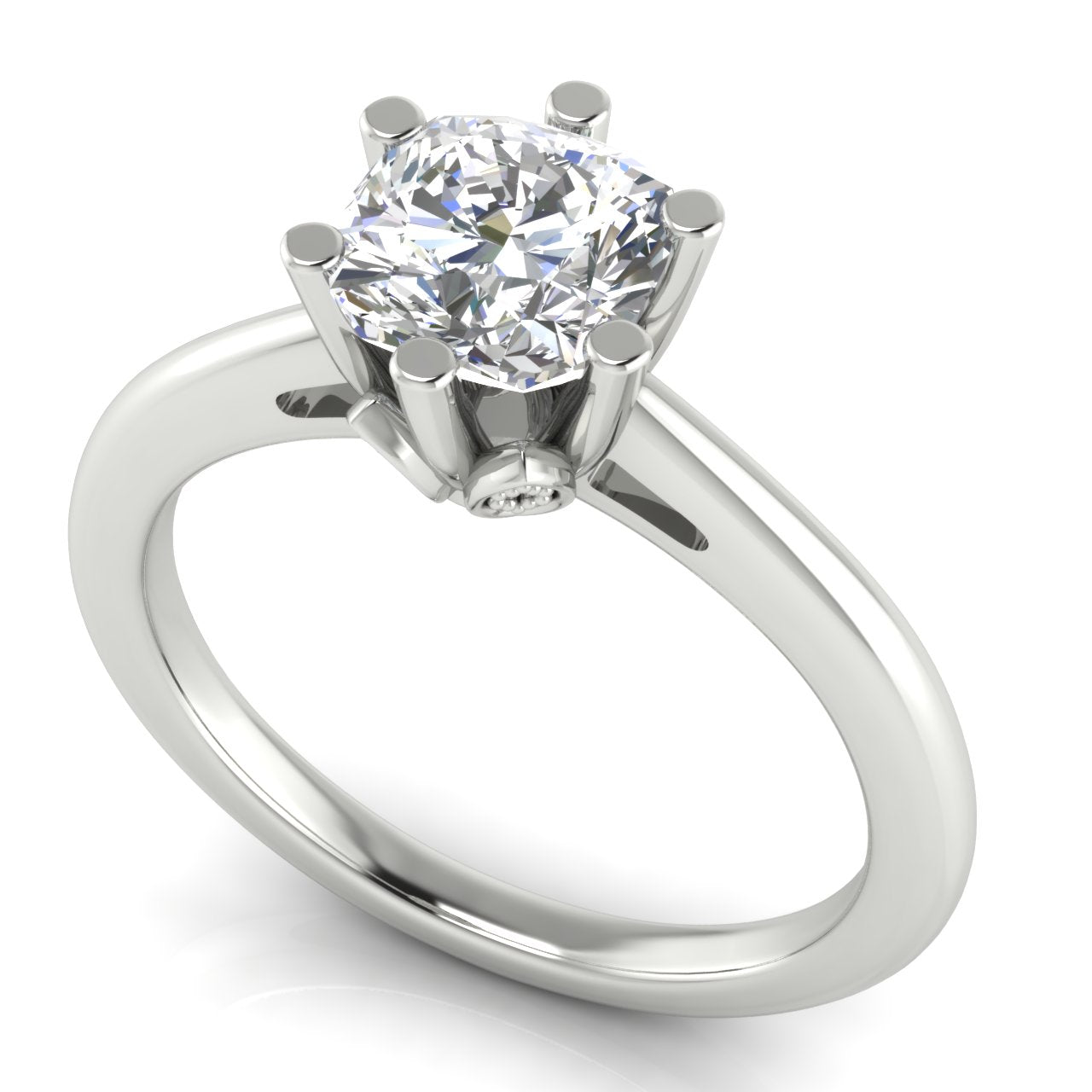 Lotus Pave Cushion Cut Moissanite Engagement Ring