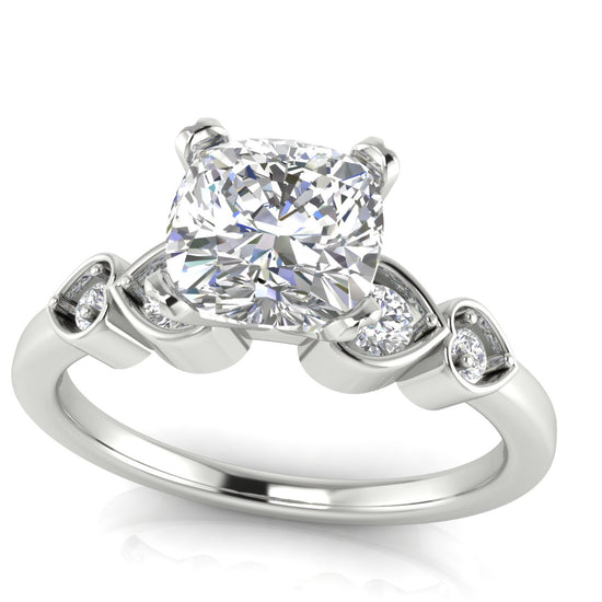 Romance Cushion Cut Moissanite Engagement Ring