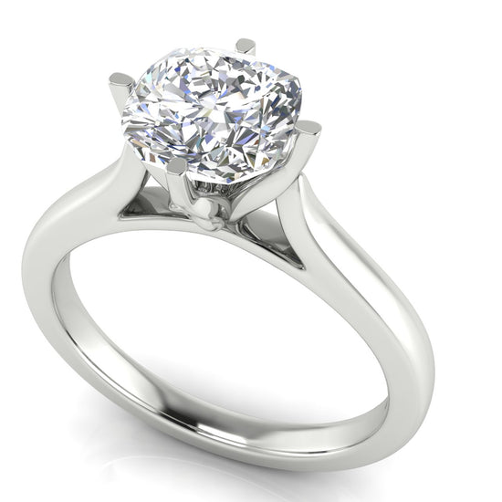 Lotus Prong Cushion Cut Moissanite Engagement Ring