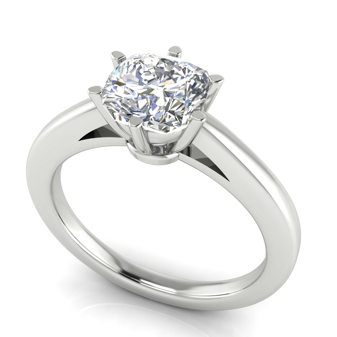 6 Prong Cathedral Cushion Cut Lab Diamond Engagement Ring