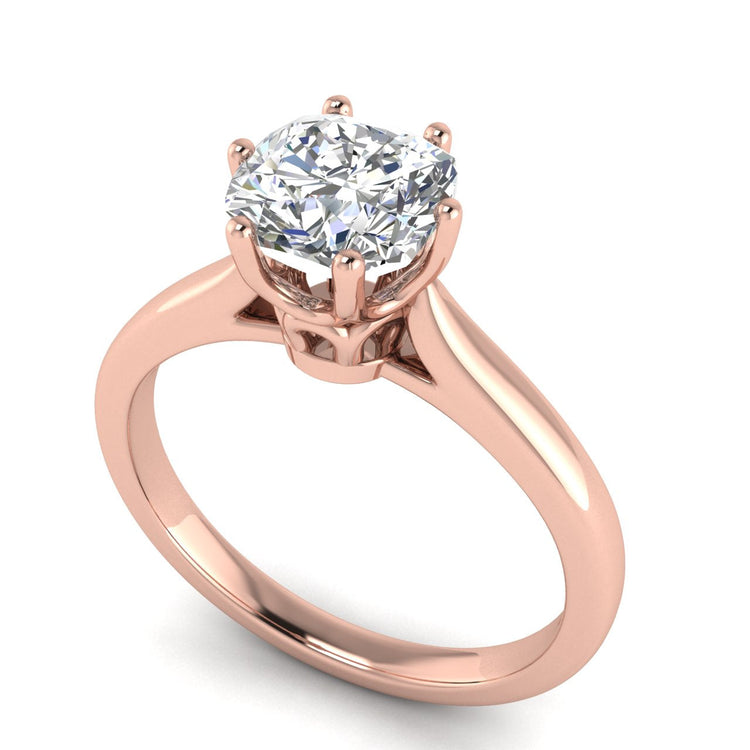 Crown Cushion Cut Lab Diamond Engagement Ring