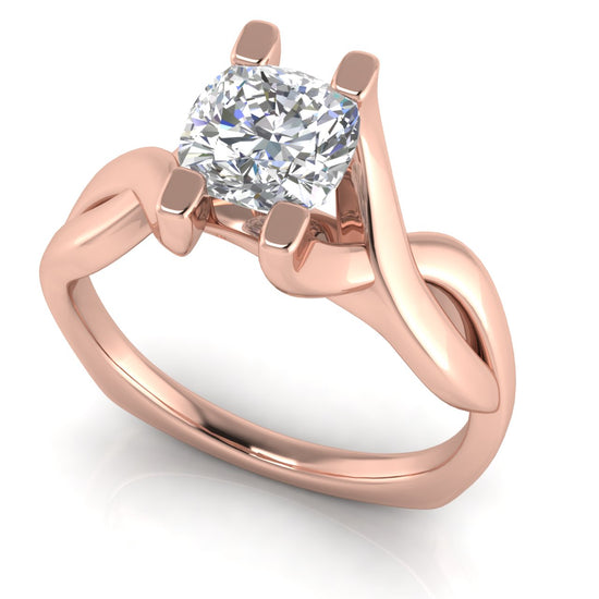 Twisted Shank Cushion Cut Lab Diamond Engagement Ring