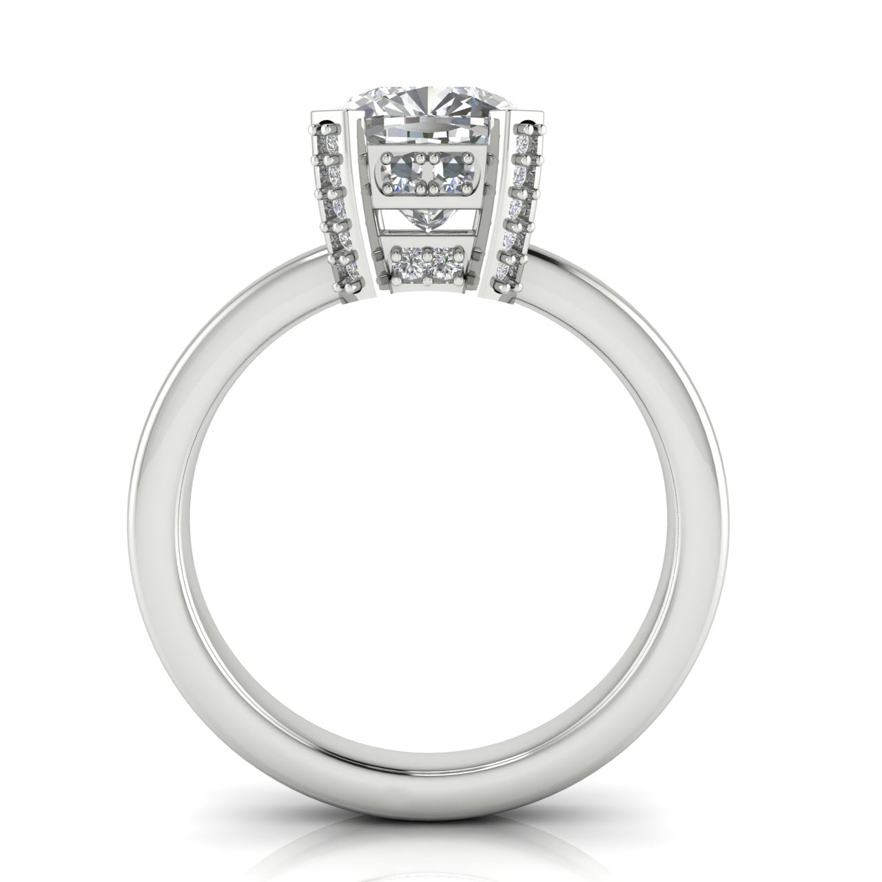 Architectural Pave Cushion Cut Lab Diamond Engagement Ring