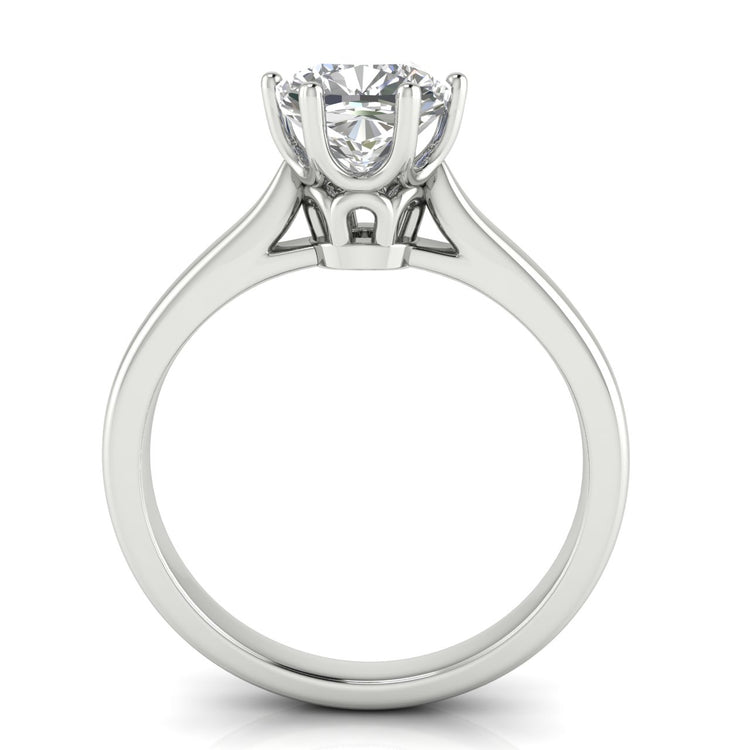 Crown Cushion Cut Moissanite Engagement Ring