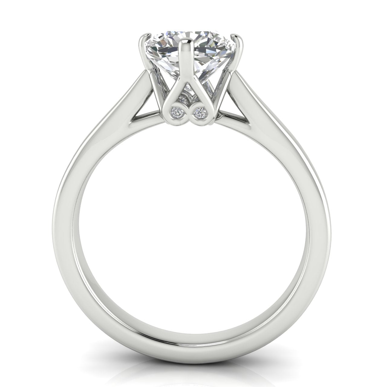 Hidden Accent Cushion Cut Lab Diamond Engagement Ring