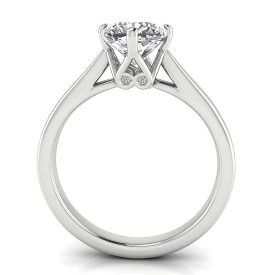 Hidden Accent Cushion Cut Moissanite Engagement Ring