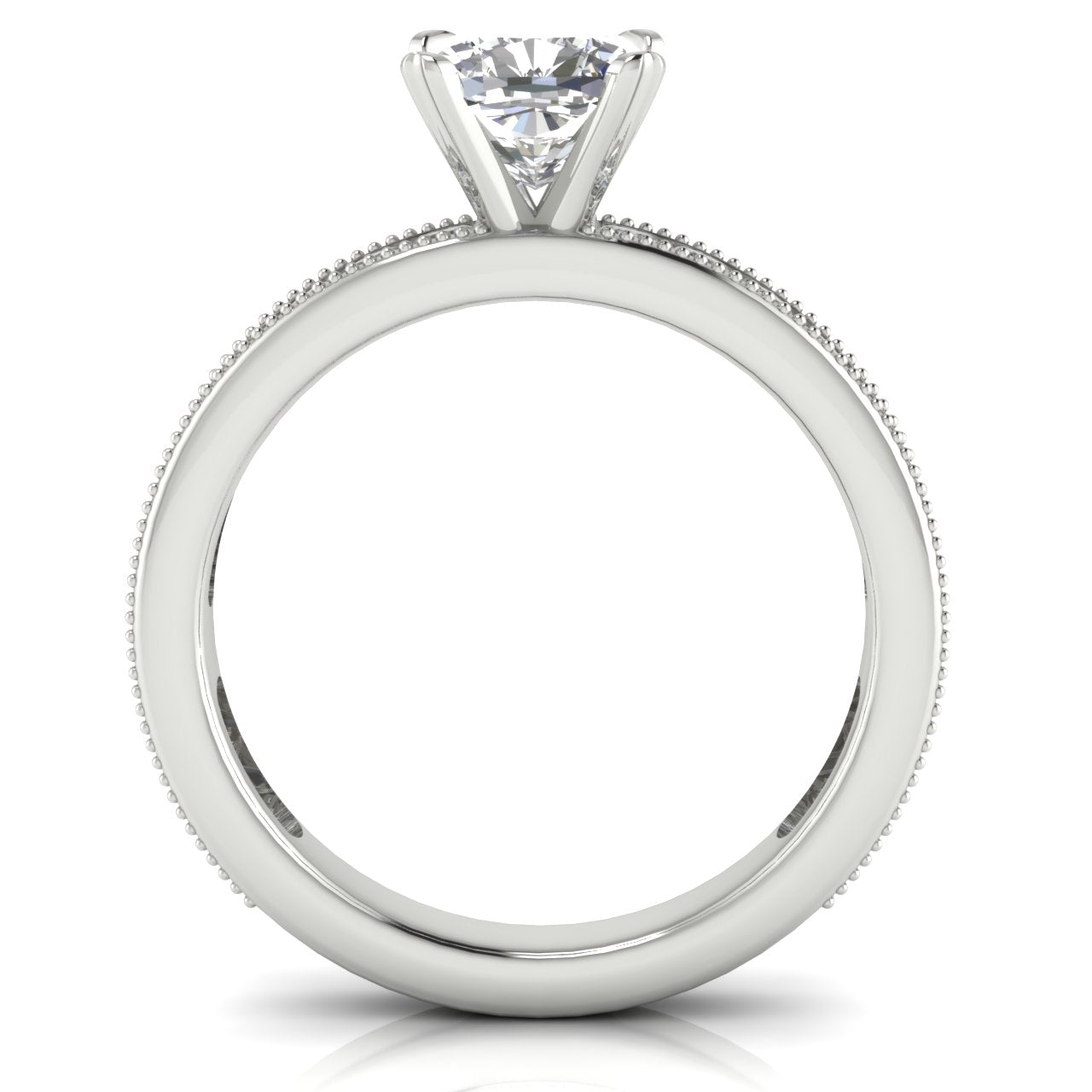 Channel Set Milgrain Cushion Cut Moissanite Engagement Ring