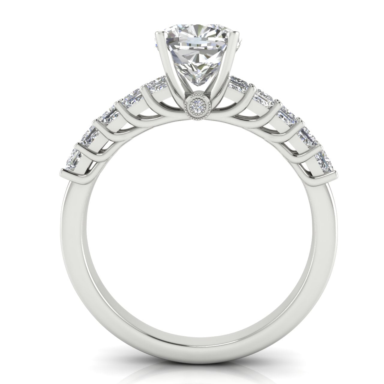 Princess Paved Cushion Cut Moissanite Engagement Ring