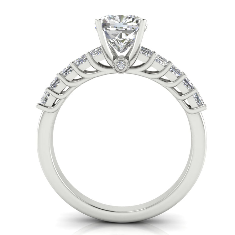 Princess Paved Cushion Cut Moissanite Engagement Ring