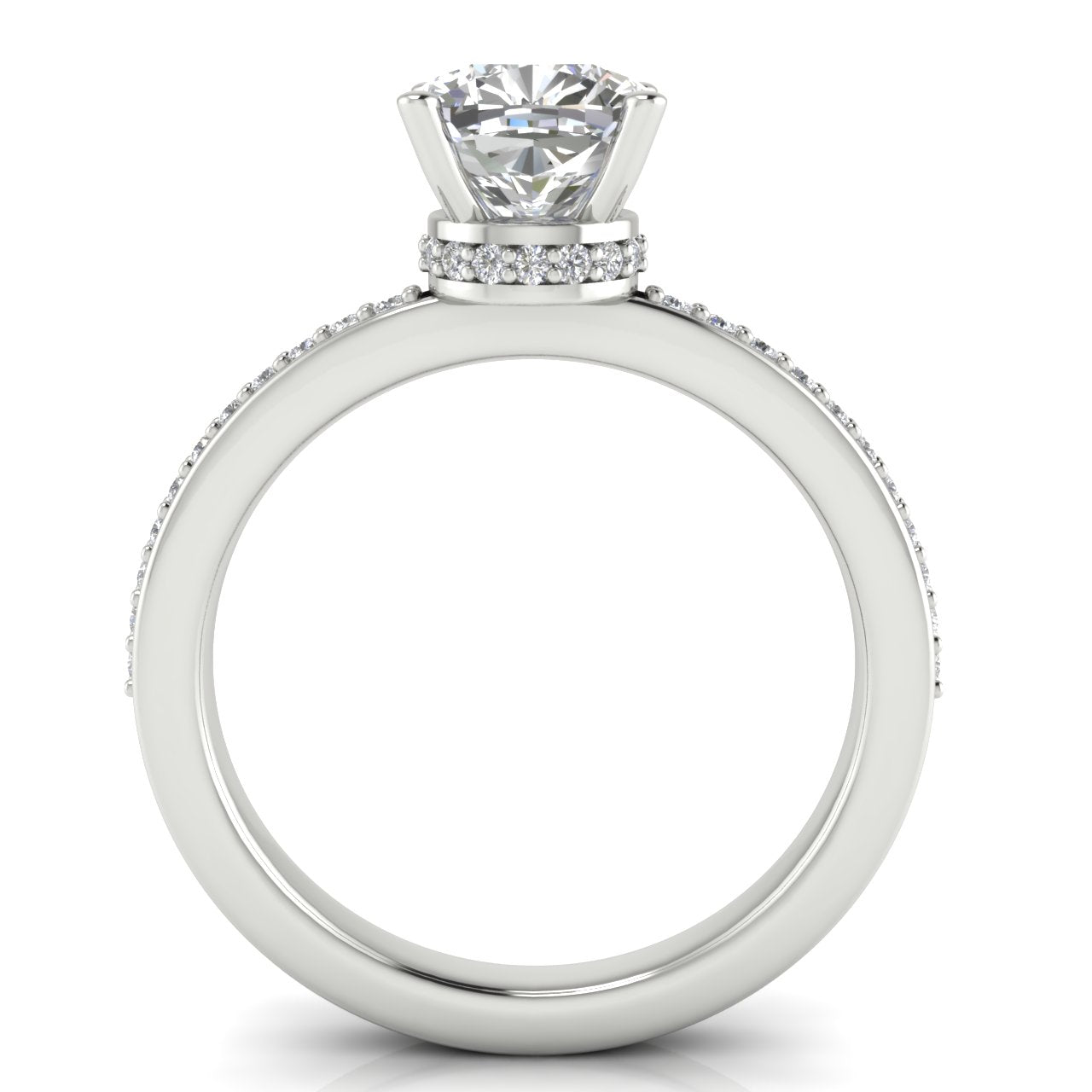 Hidden Halo Cushion Cut Moissanite Engagement Ring