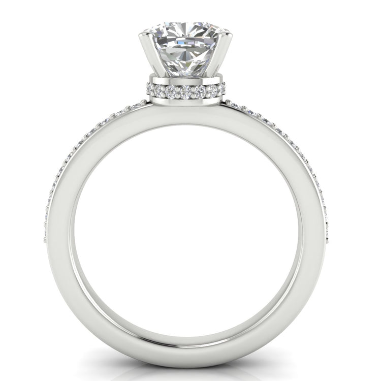 Hidden Halo Cushion Cut Lab Diamond Engagement Ring