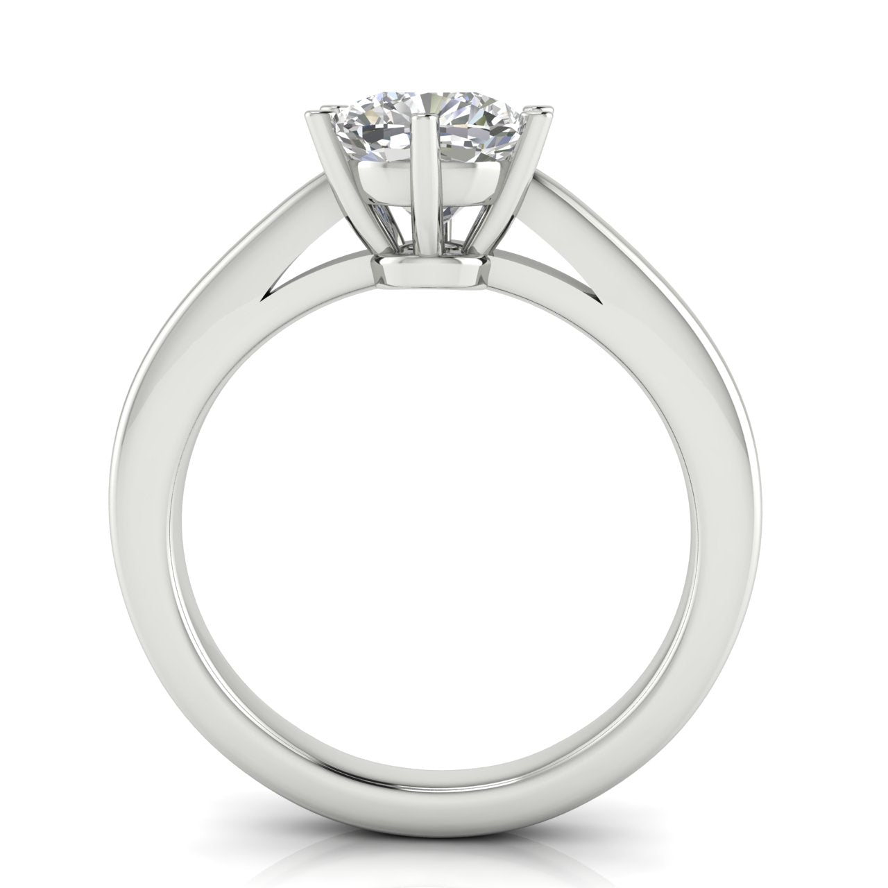 6 Prong Cathedral Cushion Cut Lab Diamond Engagement Ring