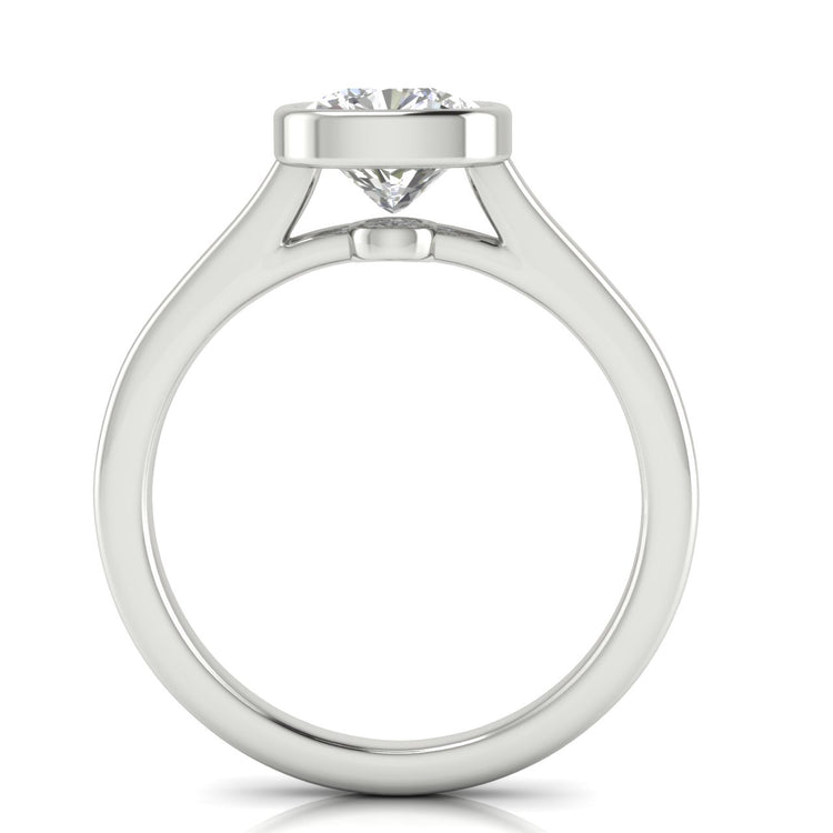 Floating Bezel Cushion Cut Lab Diamond Engagement Ring