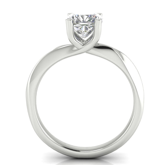 Knife Edge Crossover Cushion Cut Moissanite Engagement Ring