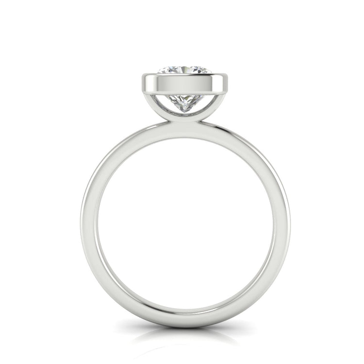 Bezel Cushion Cut Lab Diamond Engagement Ring