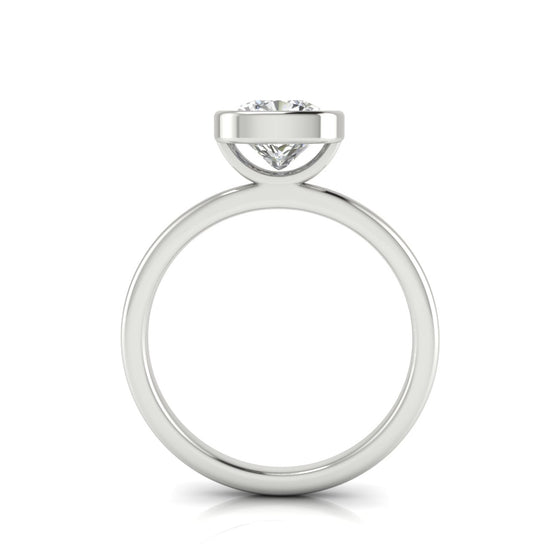 Bezel Cushion Cut Moissanite Engagement Ring