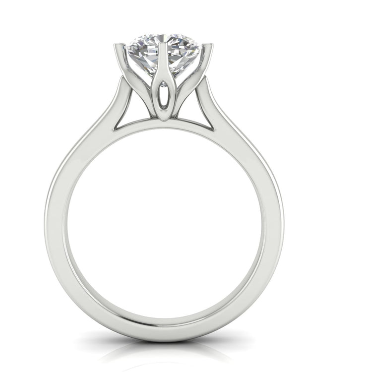 Lotus Prong Cushion Cut Moissanite Engagement Ring