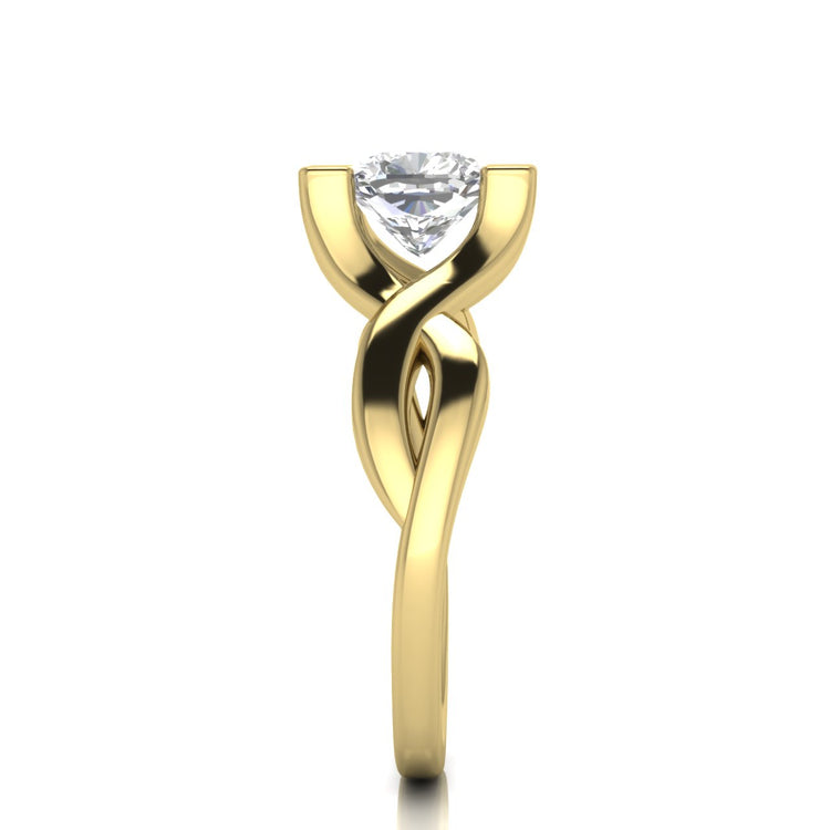 Twisted Shank Cushion Cut Lab Diamond Engagement Ring