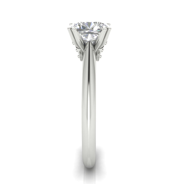 Double Prong Tulip Cushion Cut Lab Diamond Engagement Ring