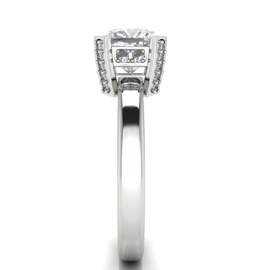 Architectural Pave Cushion Cut Moissanite Engagement Ring