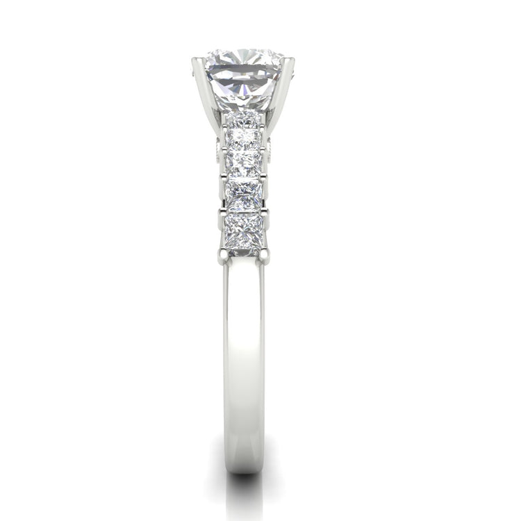 Princess Paved Cushion Cut Moissanite Engagement Ring