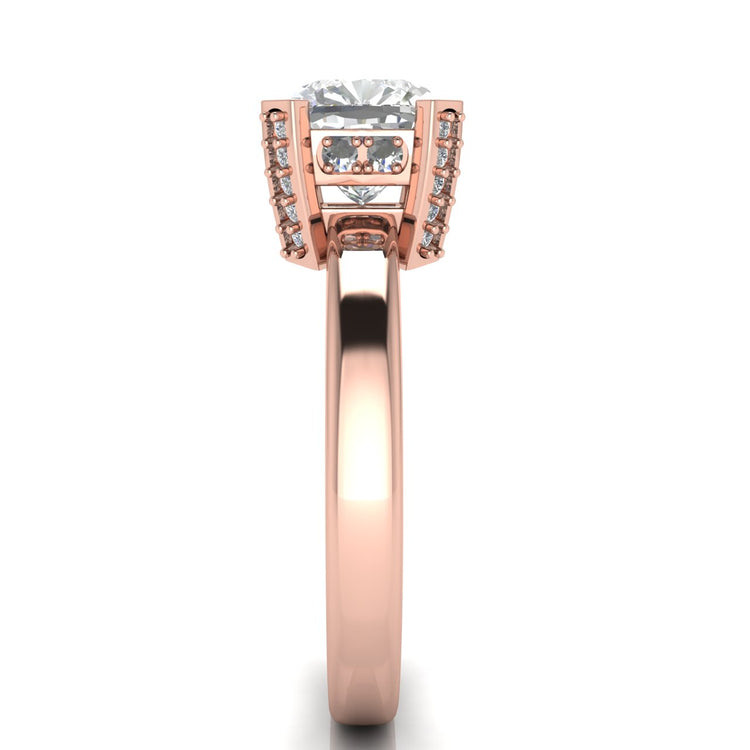 Architectural Pave Cushion Cut Lab Diamond Engagement Ring