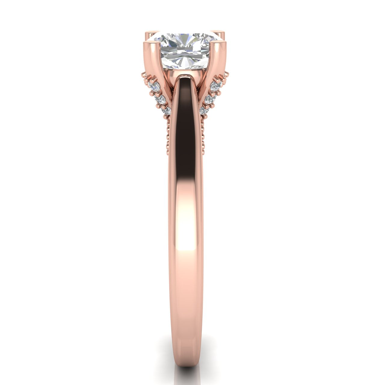 Bridge Paved Cushion Cut Lab Diamond Engagement Ring