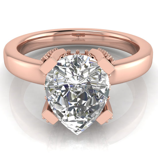 Architectural Pave Pear Shaped Lab Diamond Engagement Ring