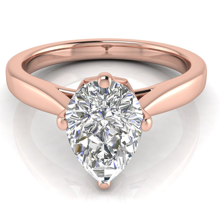 Hidden Accent Pear Shaped Moissanite Engagement Ring