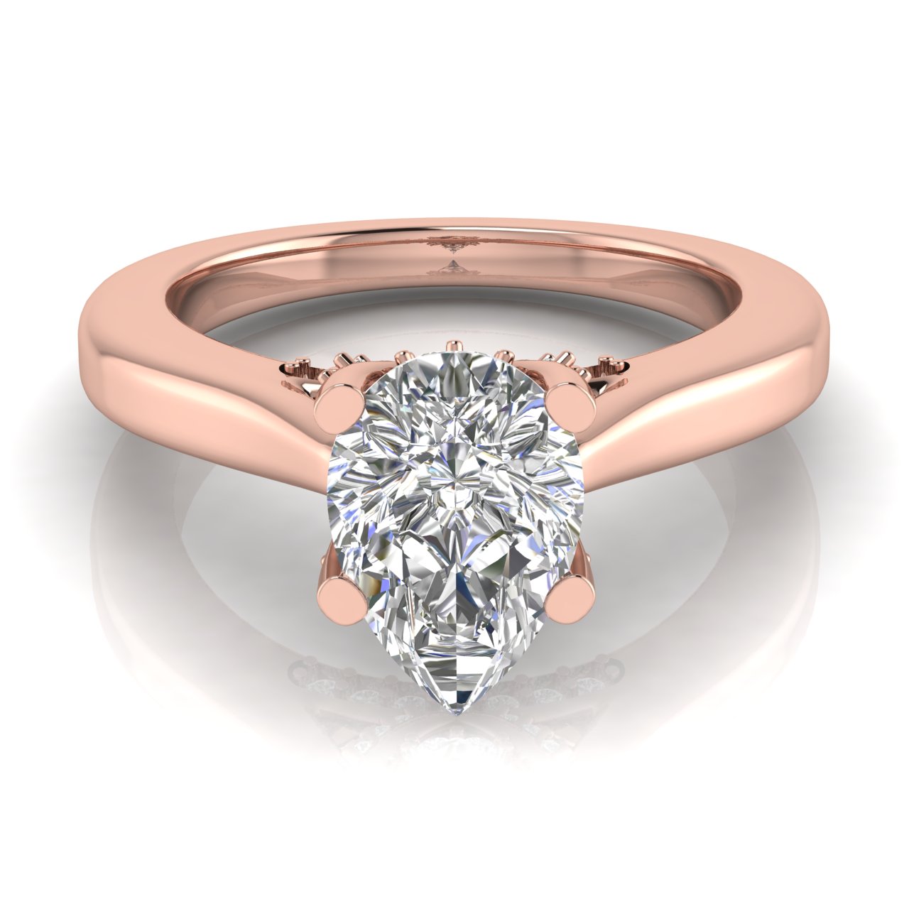 Bridge Paved Pear Shaped Lab Diamond Engagement Ring