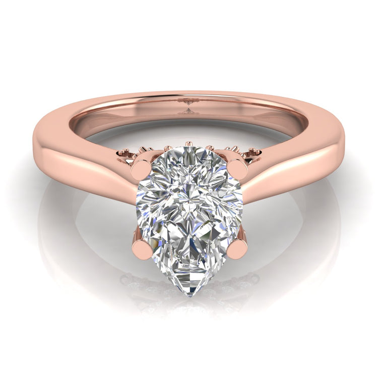 Bridge Paved Pear Shaped Moissanite Engagement Ring