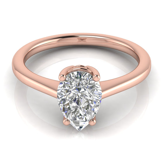 Basket Set Floating Pear Shaped Lab Diamond Engagement Ring