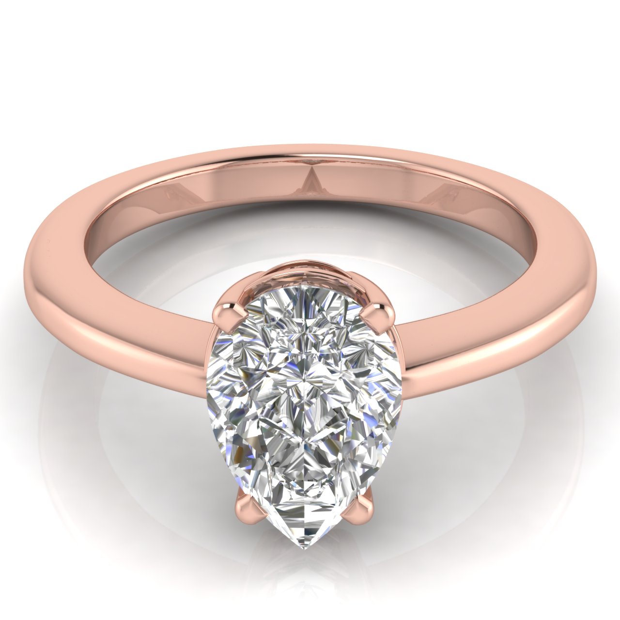 4 Prong Basket Pear Shaped Moissanite Engagement Ring