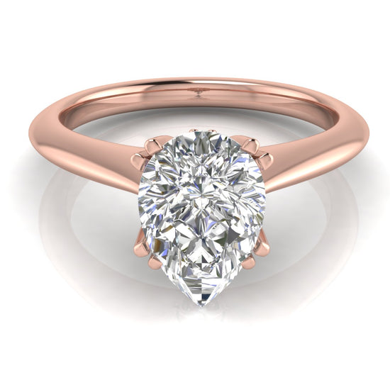 Double Prong Tulip Pear Shaped Moissanite Engagement Ring