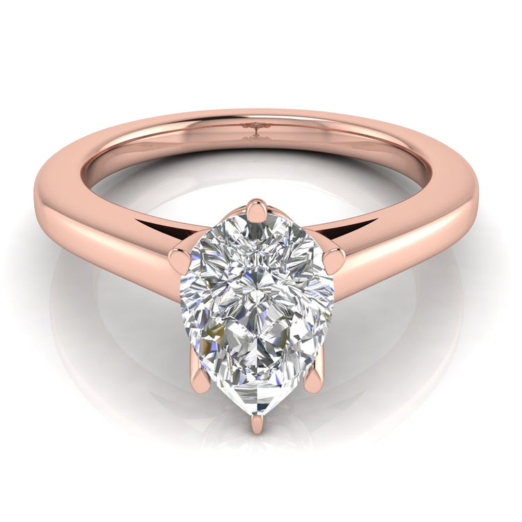 6 Prong Cathedral Pear Shaped Lab Diamond Engagement Ring